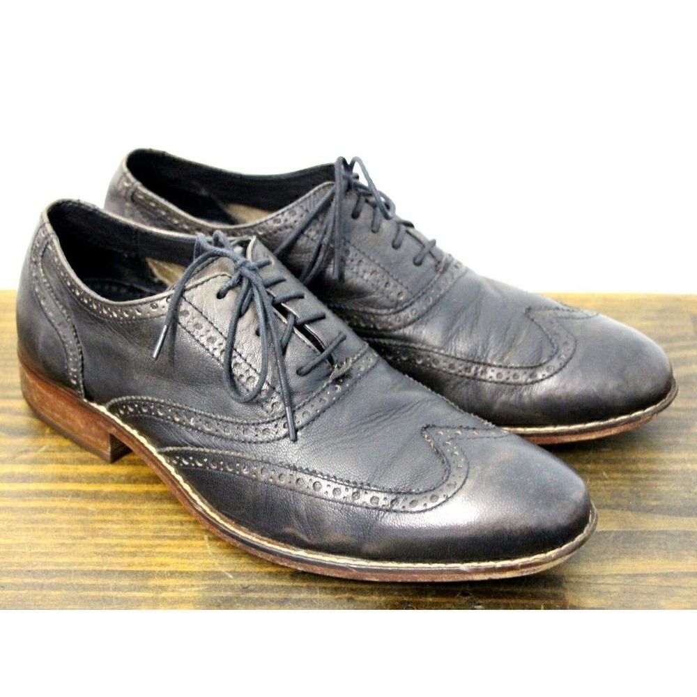 COLE HAAN GRAY BLACK GENUINE LEATHER LACE UP OXFORD DRESS MEN'S SHOES 11M